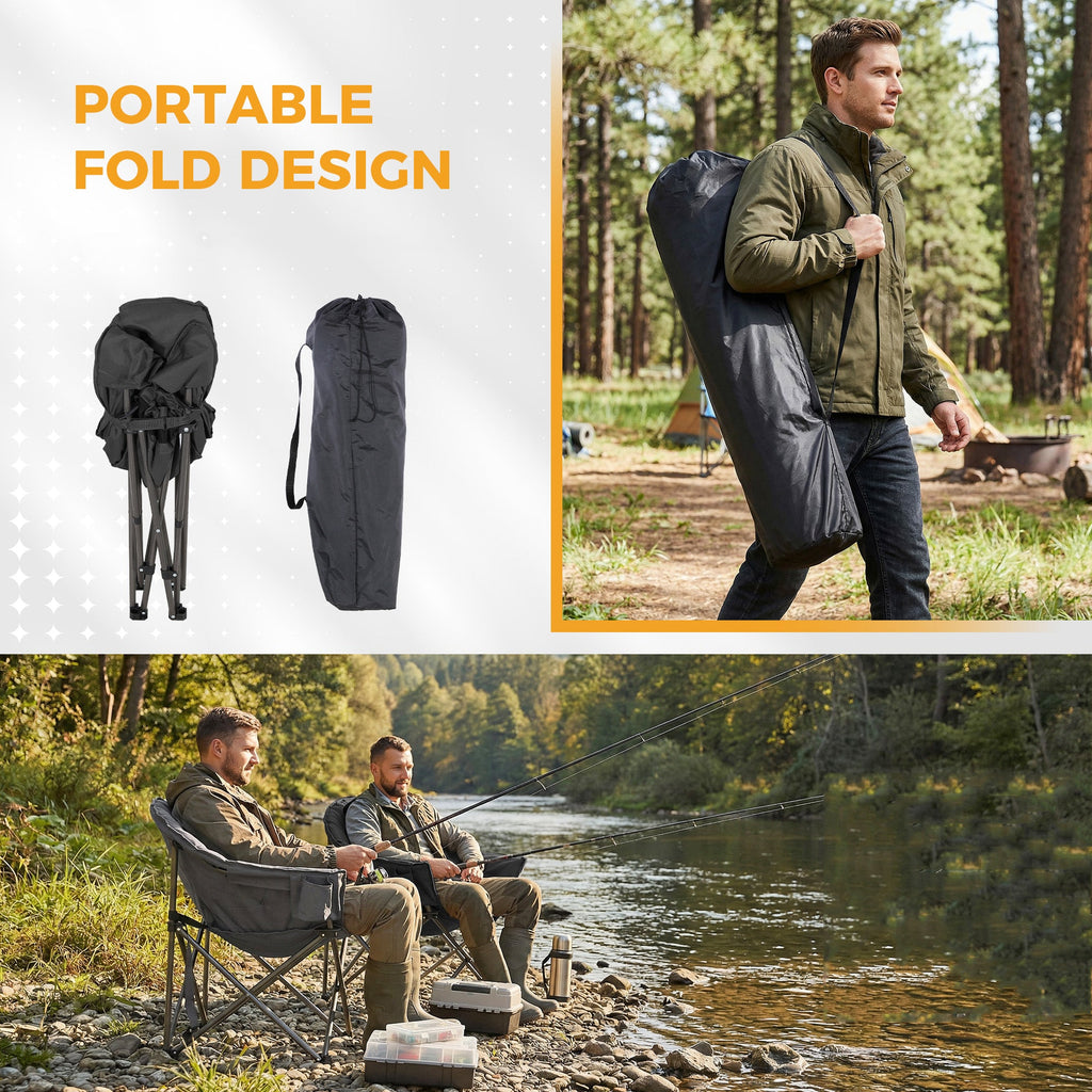 2PCS Oversized Camping Chair Folding Chair Camp Chair for Outdoor, Adults, Men and Women