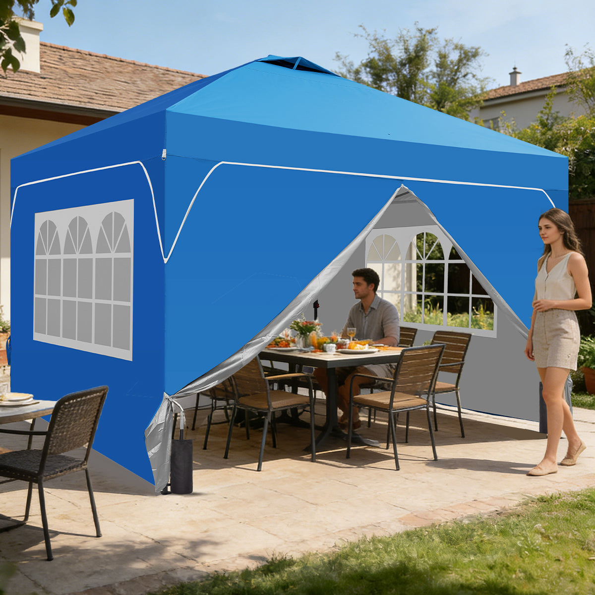 10ft x 10ft Pop Up Canopy Beach Tent with Four Removable Sidewalls for Events, Parties, Camping