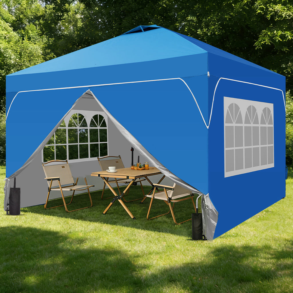 10ft x 10ft Pop Up Canopy Beach Tent with Four Removable Sidewalls for Events, Parties, Camping