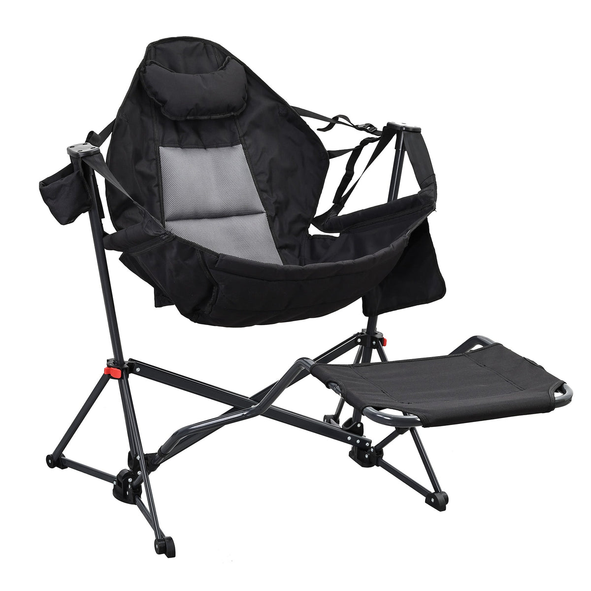 relax Hammock Camping Chair with Footrest, Foldable Portable Rocking Chairs for Adults Outside Swinging Camp for Outdoor Patio Poolside