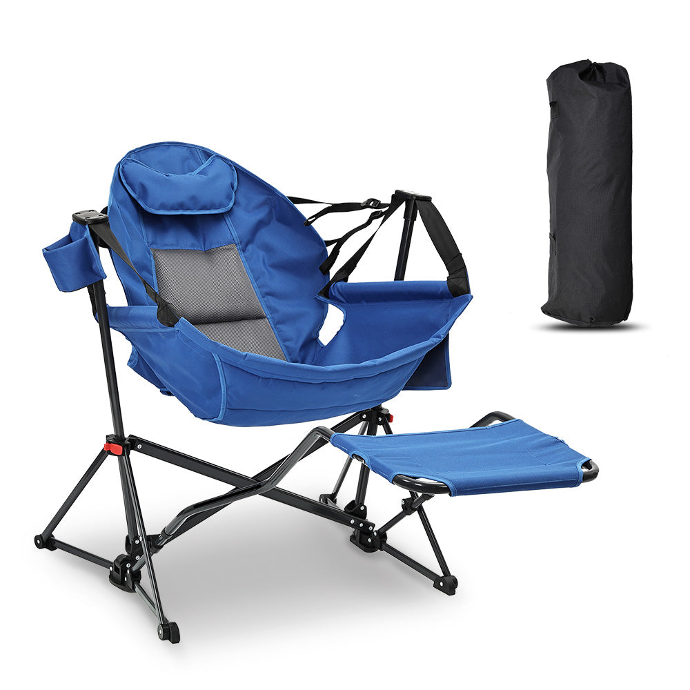relax Hammock Camping Chair with Footrest, Foldable Portable Rocking Chairs for Adults Outside Swinging Camp for Outdoor Patio Poolside