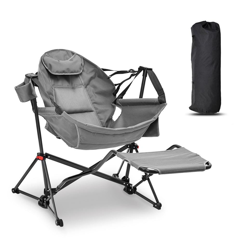 relax Hammock Camping Chair with Footrest, Foldable Portable Rocking Chairs for Adults Outside Swinging Camp for Outdoor Patio Poolside