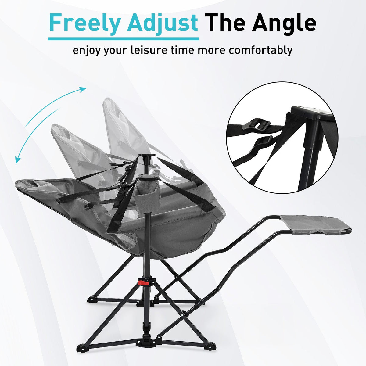 relax Hammock Camping Chair with Footrest, Foldable Portable Rocking Chairs for Adults Outside Swinging Camp for Outdoor Patio Poolside