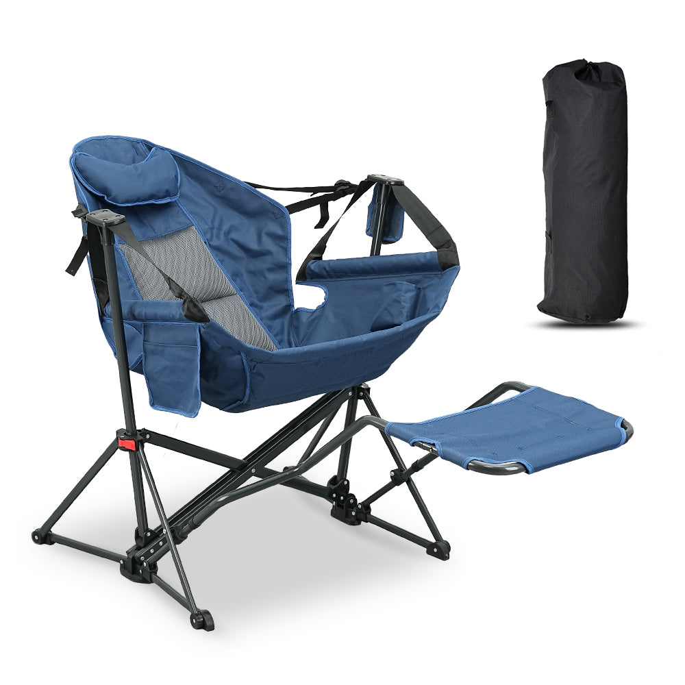 relax Hammock Camping Chair with Footrest, Foldable Portable Rocking Chairs for Adults Outside Swinging Camp for Outdoor Patio Poolside