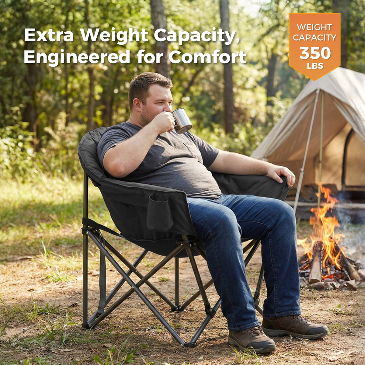 2PCS Oversized Camping Chair Folding Chair Camp Chair for Outdoor, Adults, Men and Women
