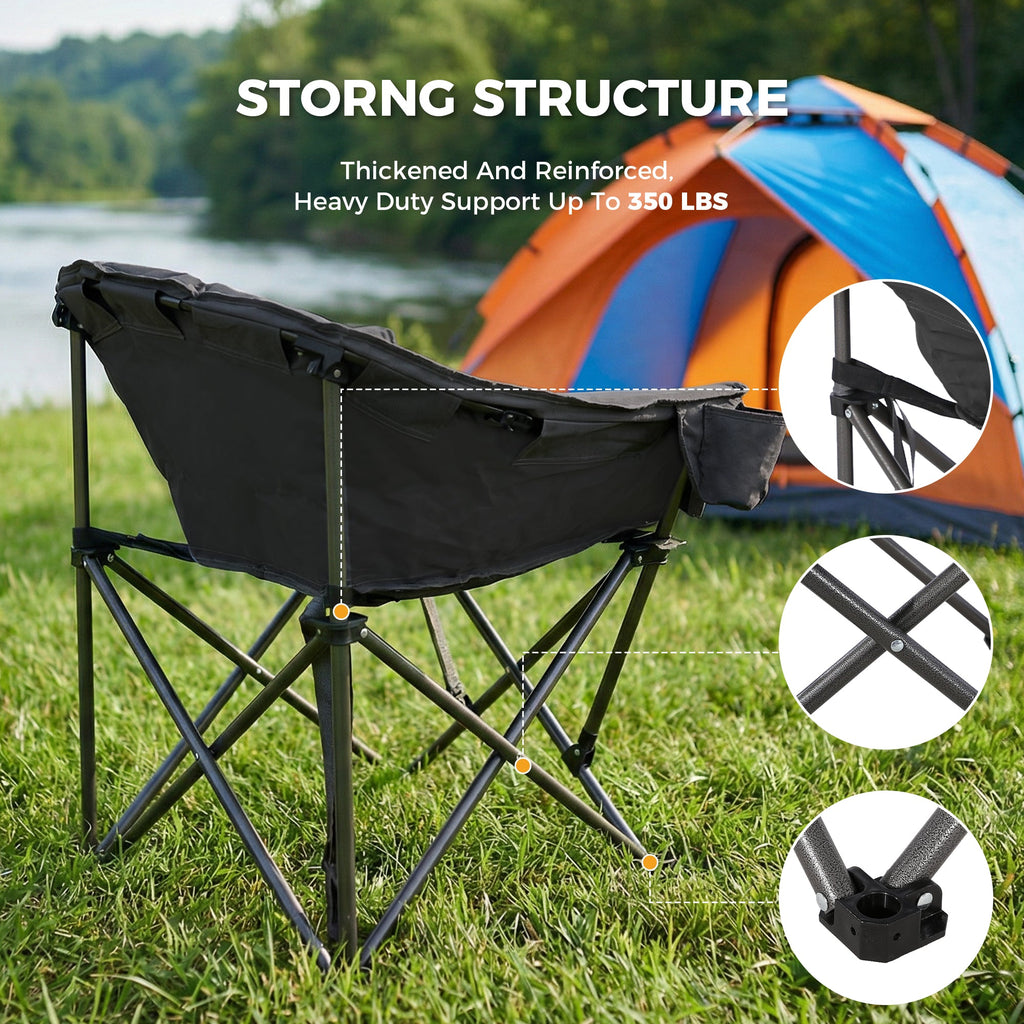 2PCS Oversized Camping Chair Folding Chair Camp Chair for Outdoor, Adults, Men and Women