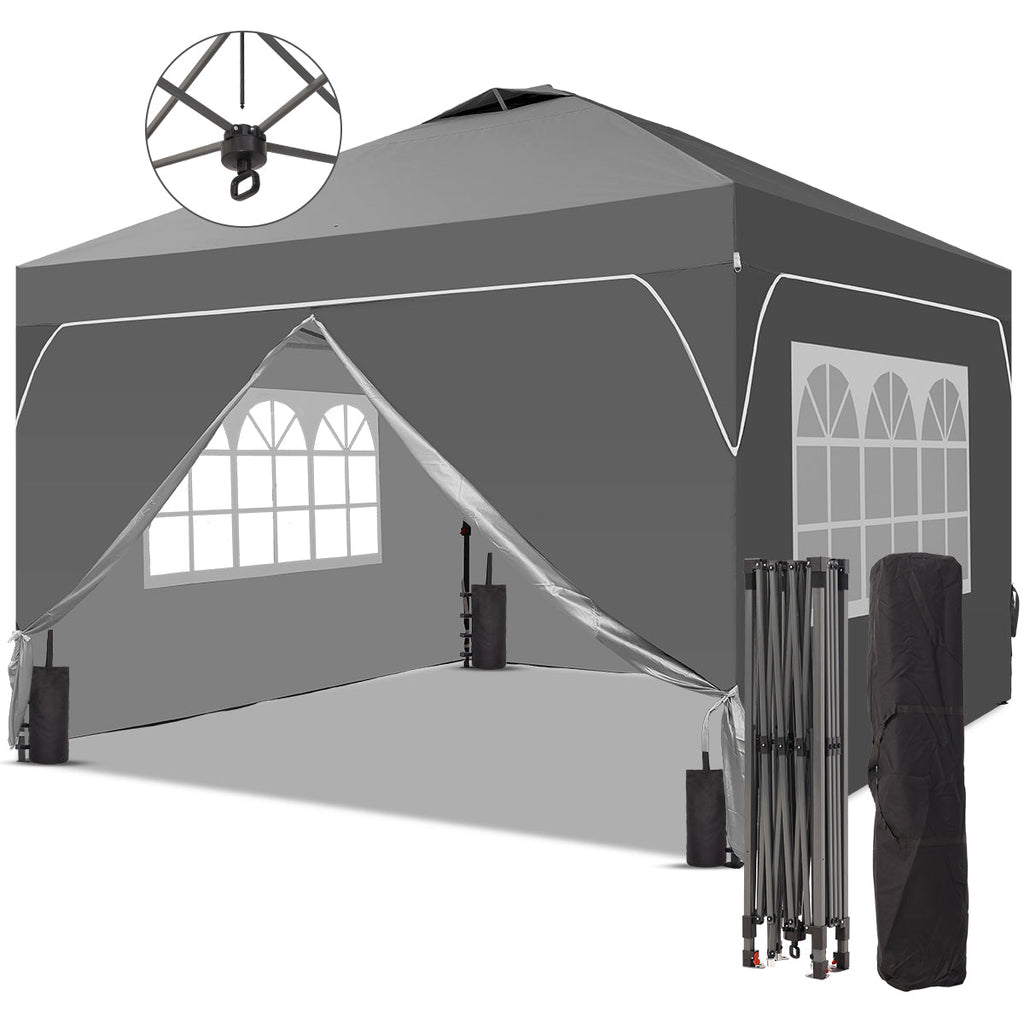 10ft x 10ft Pop Up Canopy Beach Tent with Four Removable Sidewalls for Events, Parties, Camping