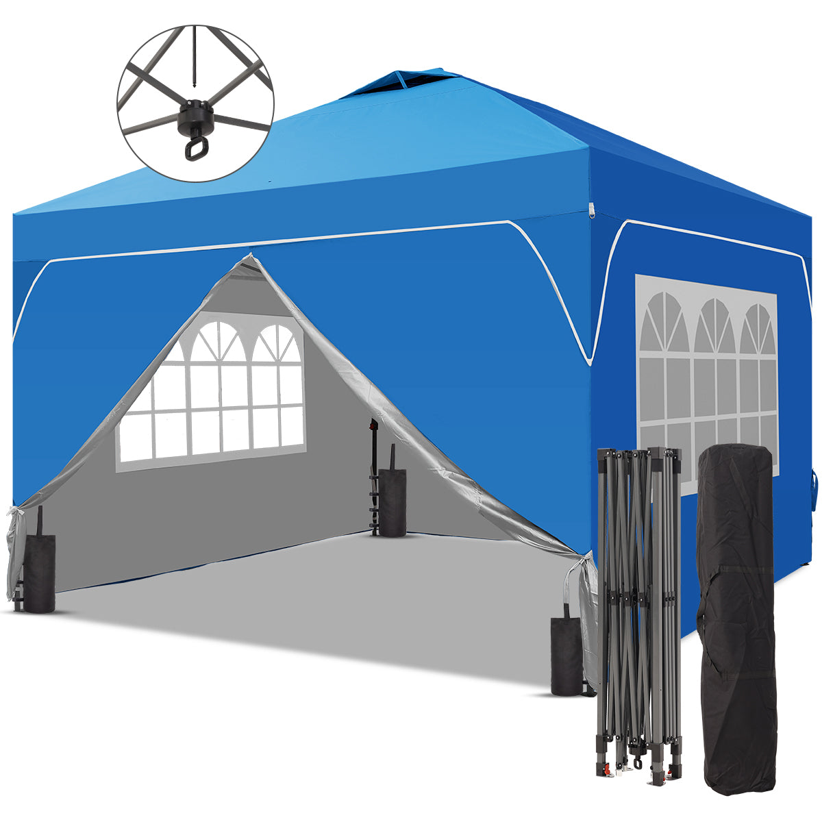 10ft x 10ft Pop Up Canopy Beach Tent with Four Removable Sidewalls for Events, Parties, Camping