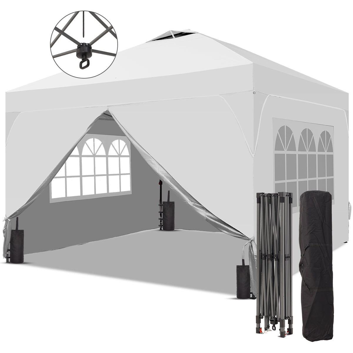 10ft x 10ft Pop Up Canopy Beach Tent with Four Removable Sidewalls for Events, Parties, Camping